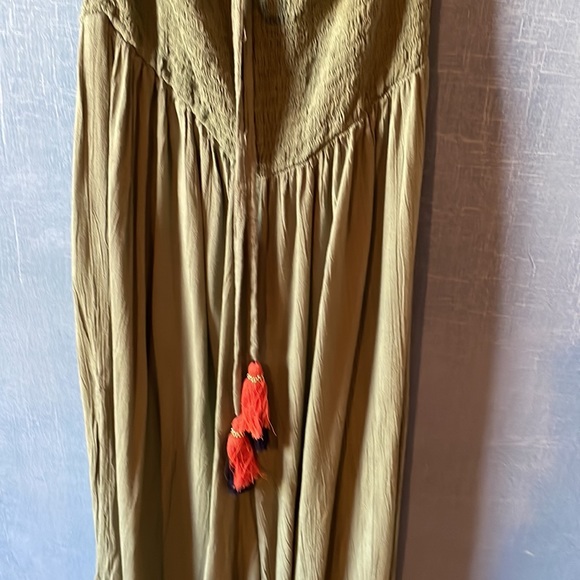 Army green strapless jumpsuit - Picture 4 of 5